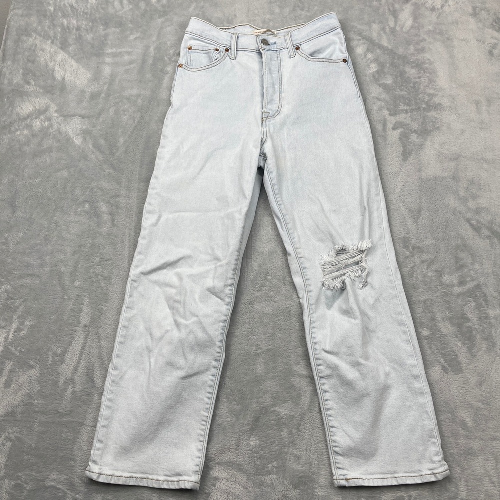 Levi's Jeans Women's Size 27x27 Blue Light Washed Ribcage Straight Ankle - Picture 1 of 10